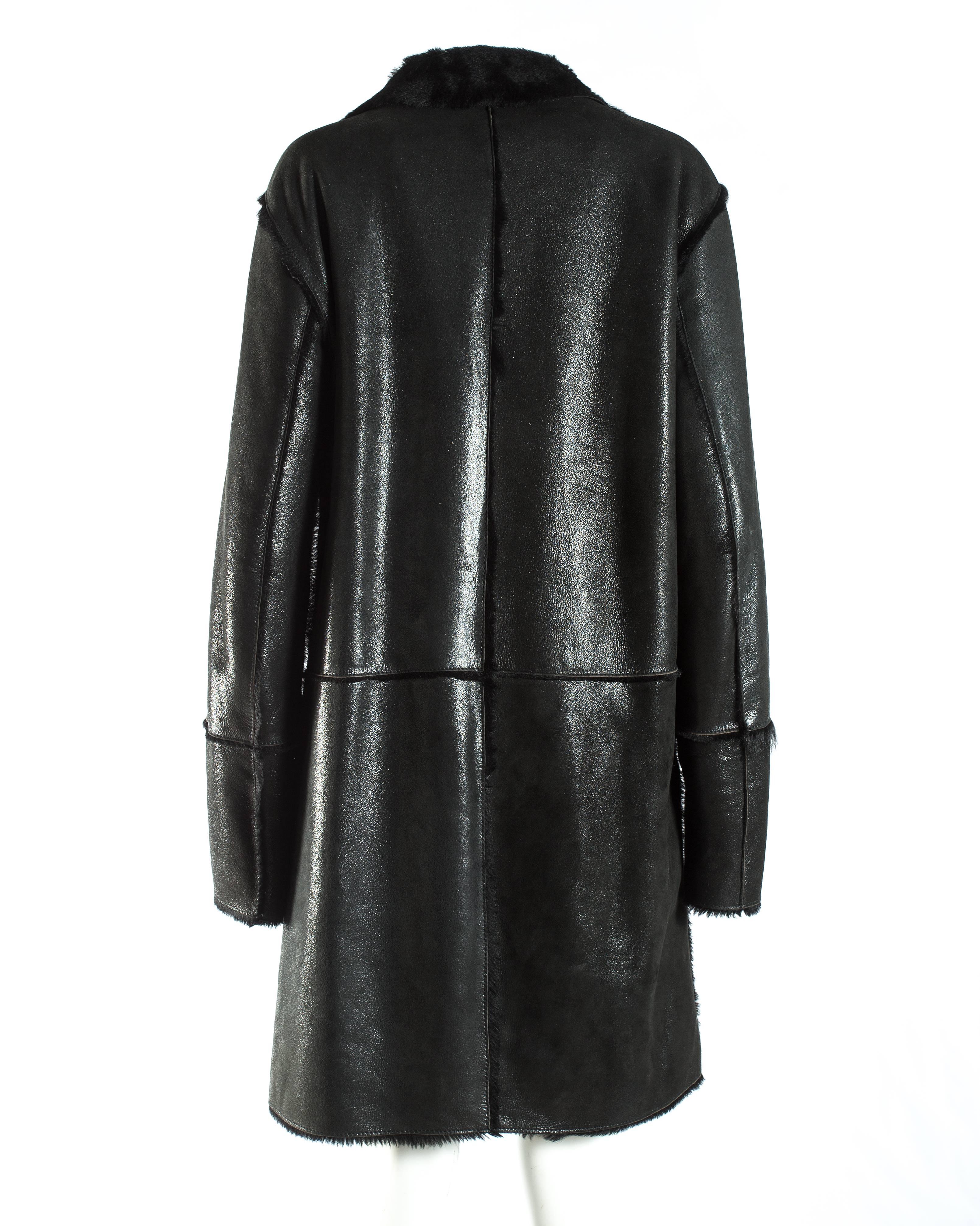 Dolce & Gabbana men's black leather and fur reversible coat, A/W 1998 1