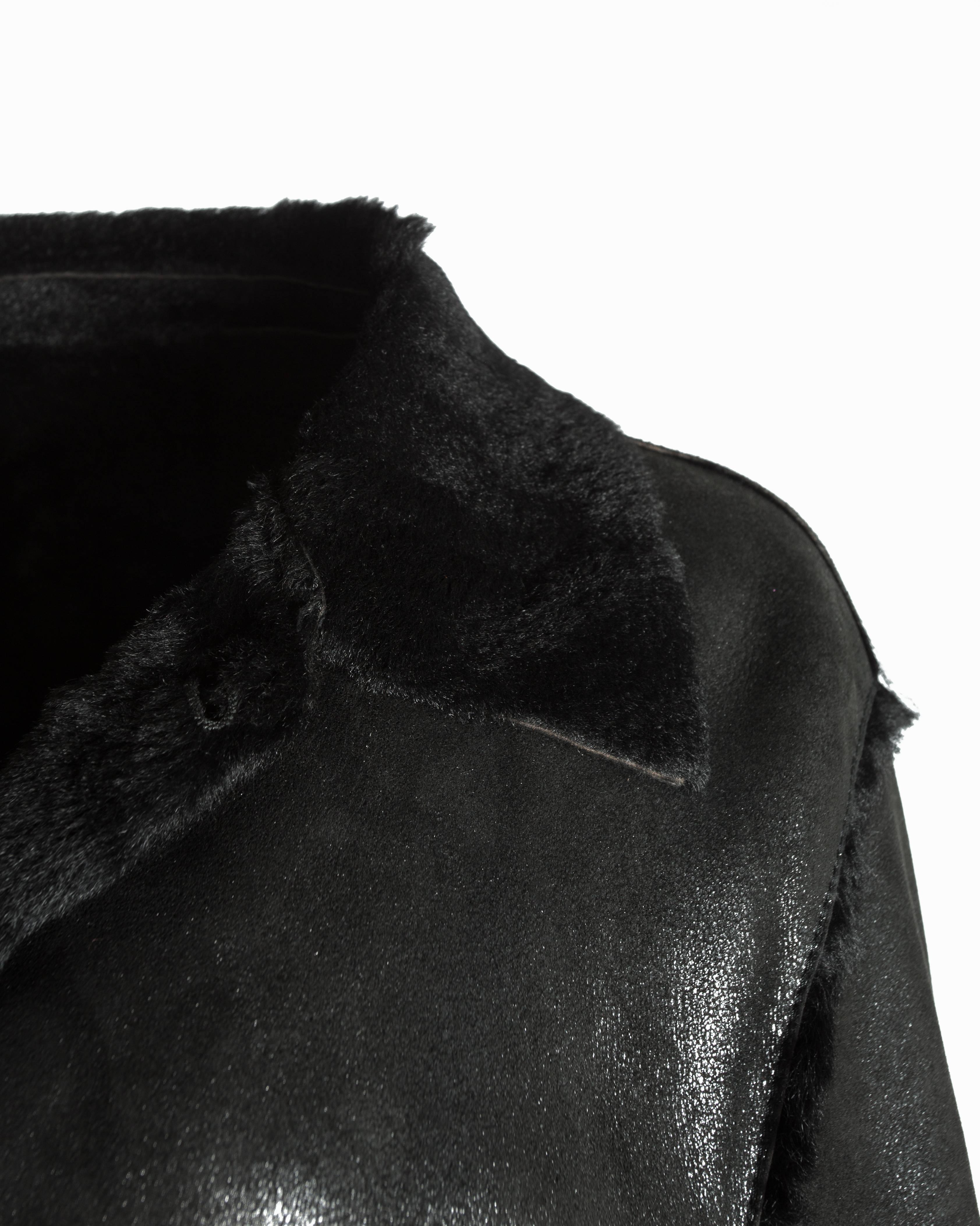 Dolce & Gabbana men's black leather and fur reversible coat, A/W 1998 2