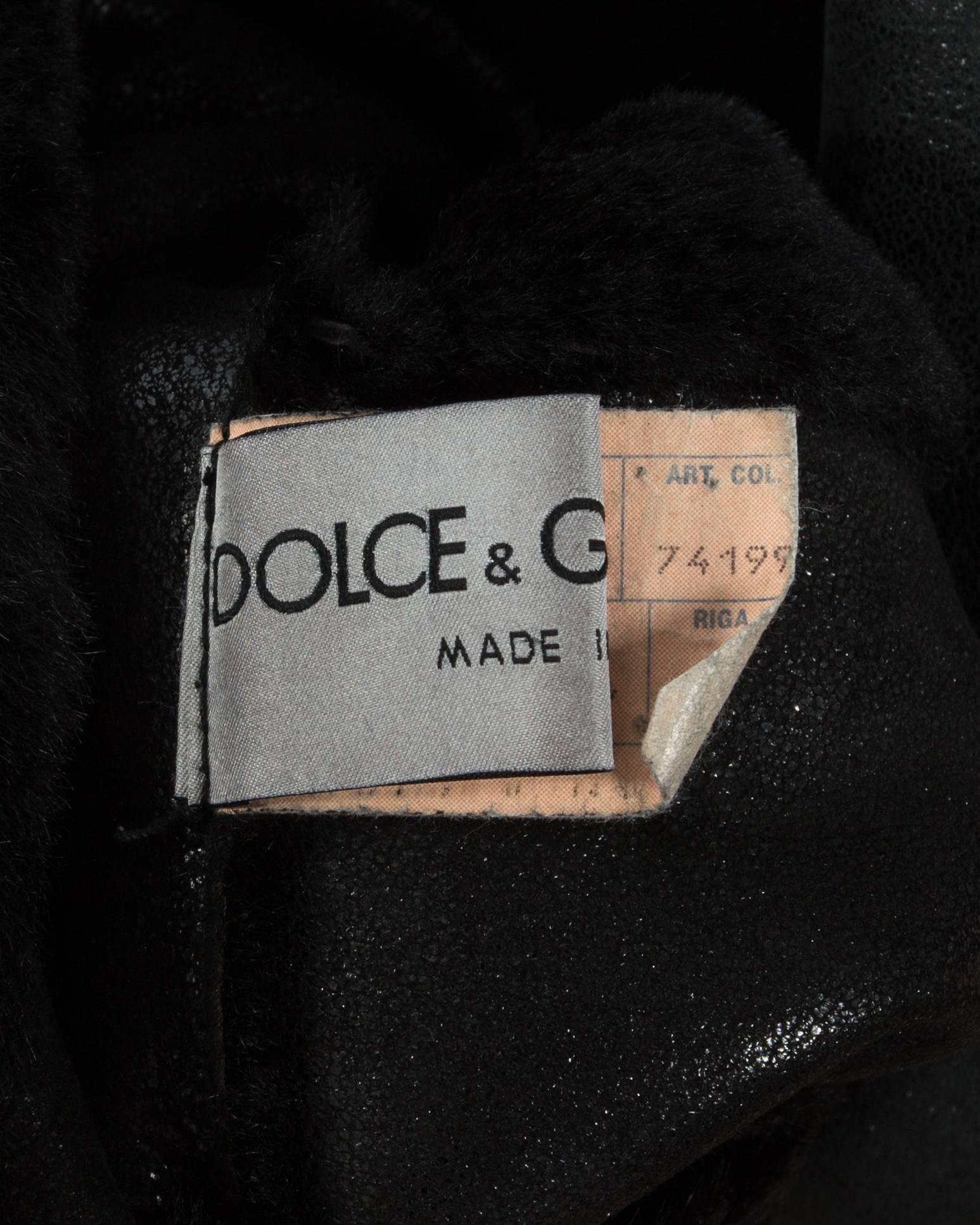 Dolce & Gabbana men's black leather and fur reversible coat, A/W 1998 4