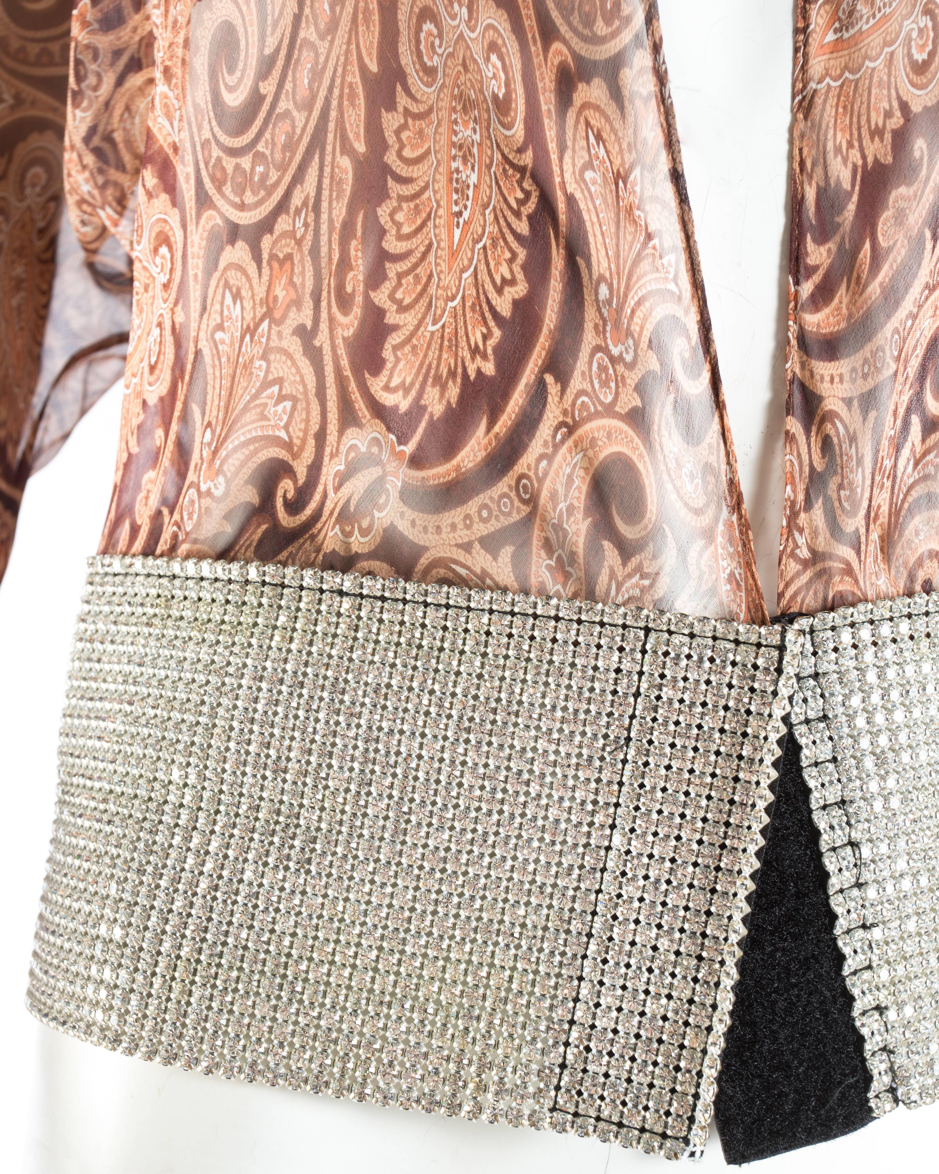 Dolce & Gabbana paisley chiffon blouse and bra with rhinestone mesh, S / S 2000 1