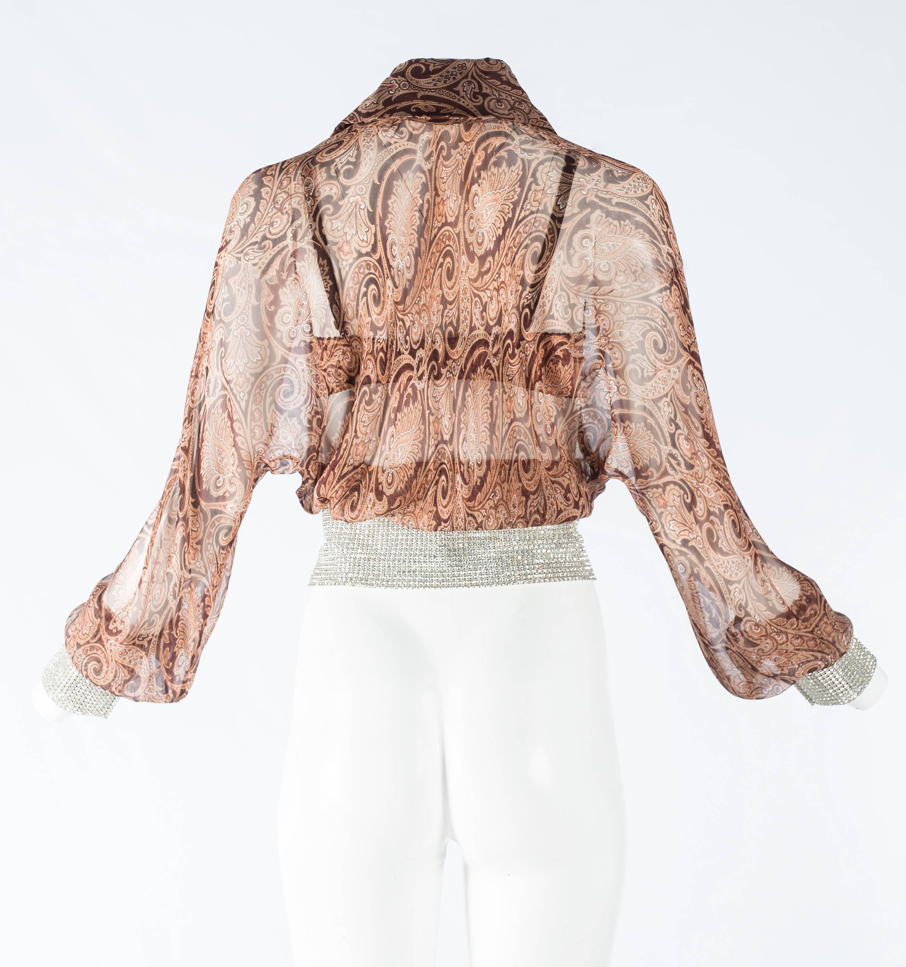 Dolce & Gabbana paisley chiffon blouse and bra with rhinestone mesh, S / S 2000 3