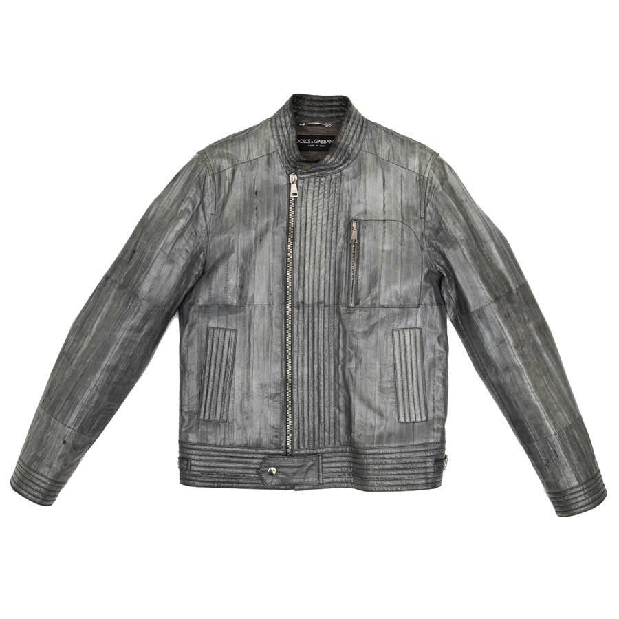 DOLCE 
GABBANA Perfecto in Gray Eel Leather Size 50