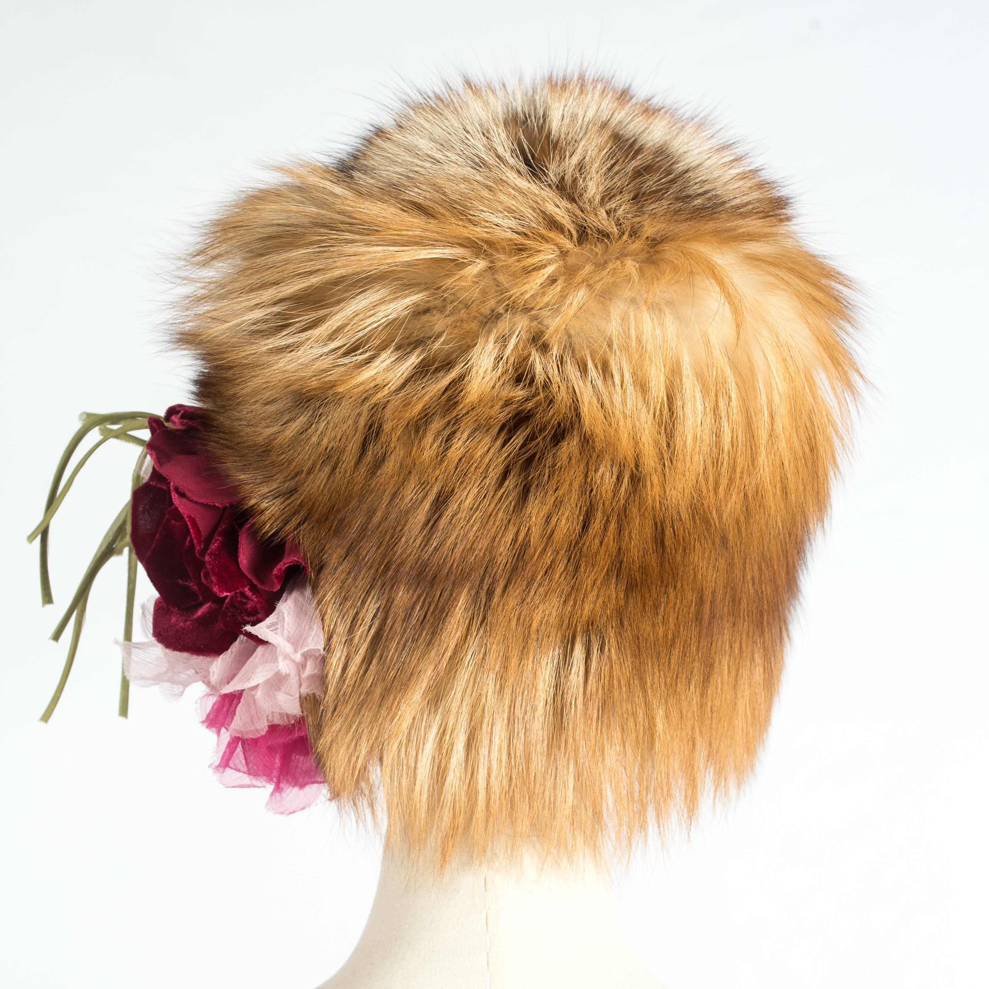 Orange Dolce & Gabbana red-haired fox fur hat , ss 2000