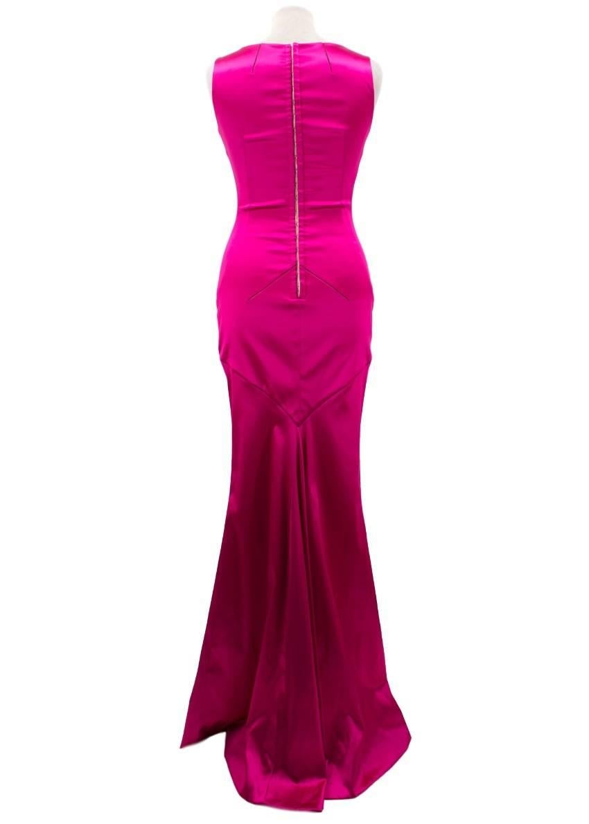 Dolce & Gabbana Bright Pink Satin Gown  4