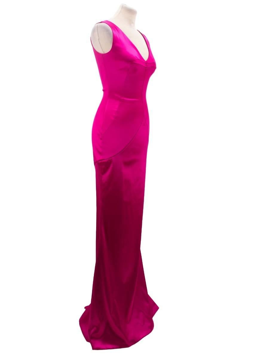 Dolce & Gabbana Bright Pink Satin Gown  5