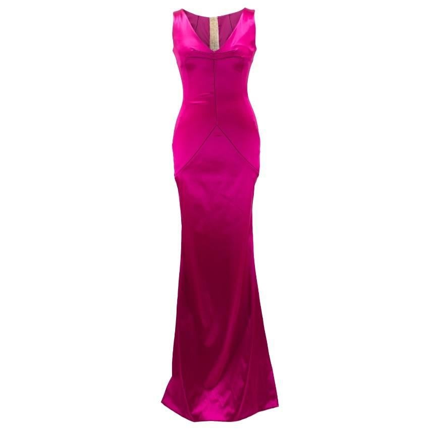 Dolce & Gabbana Bright Pink Satin Gown 