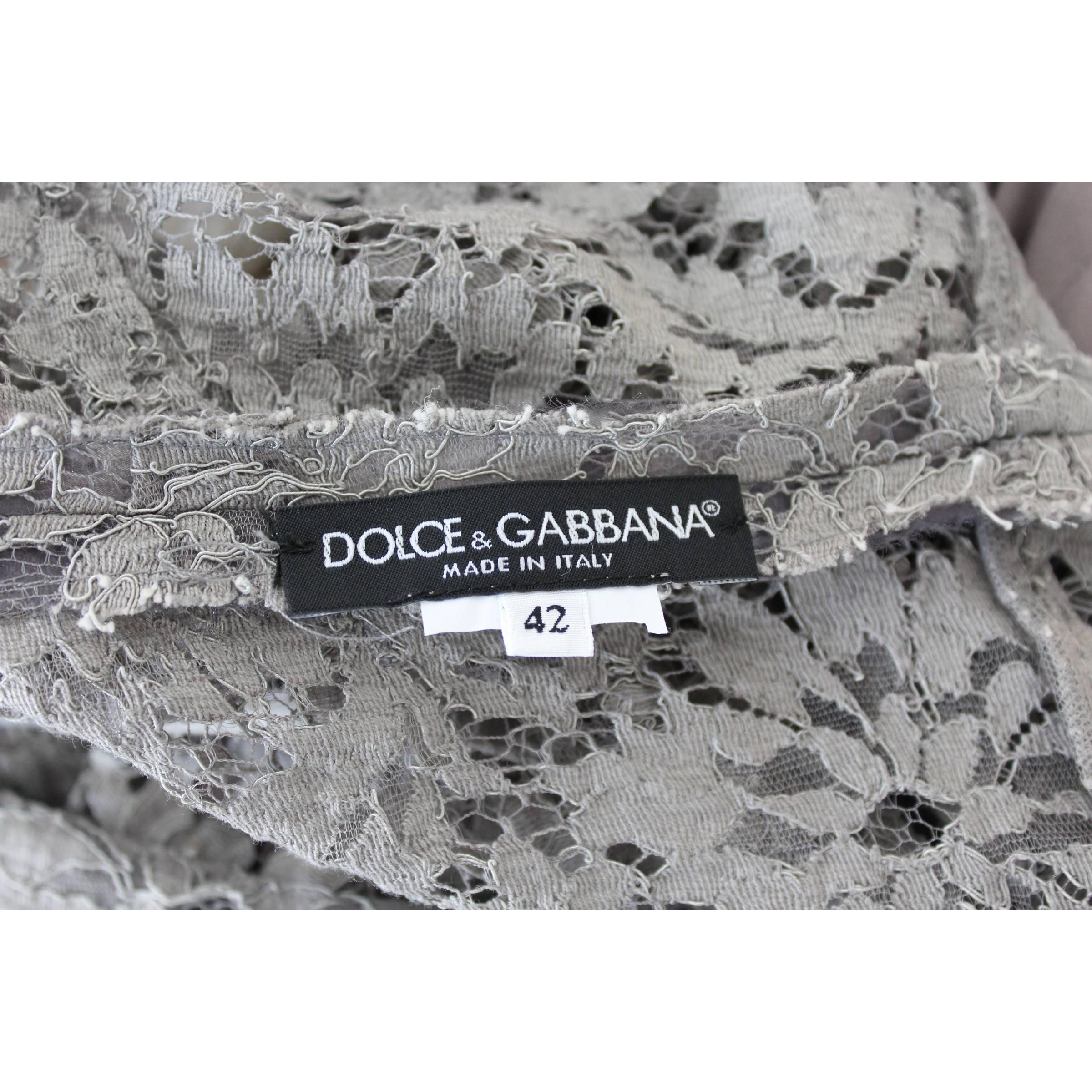Dolce & Gabbana Sheath Dress Silk Lace Vintage Gray  2