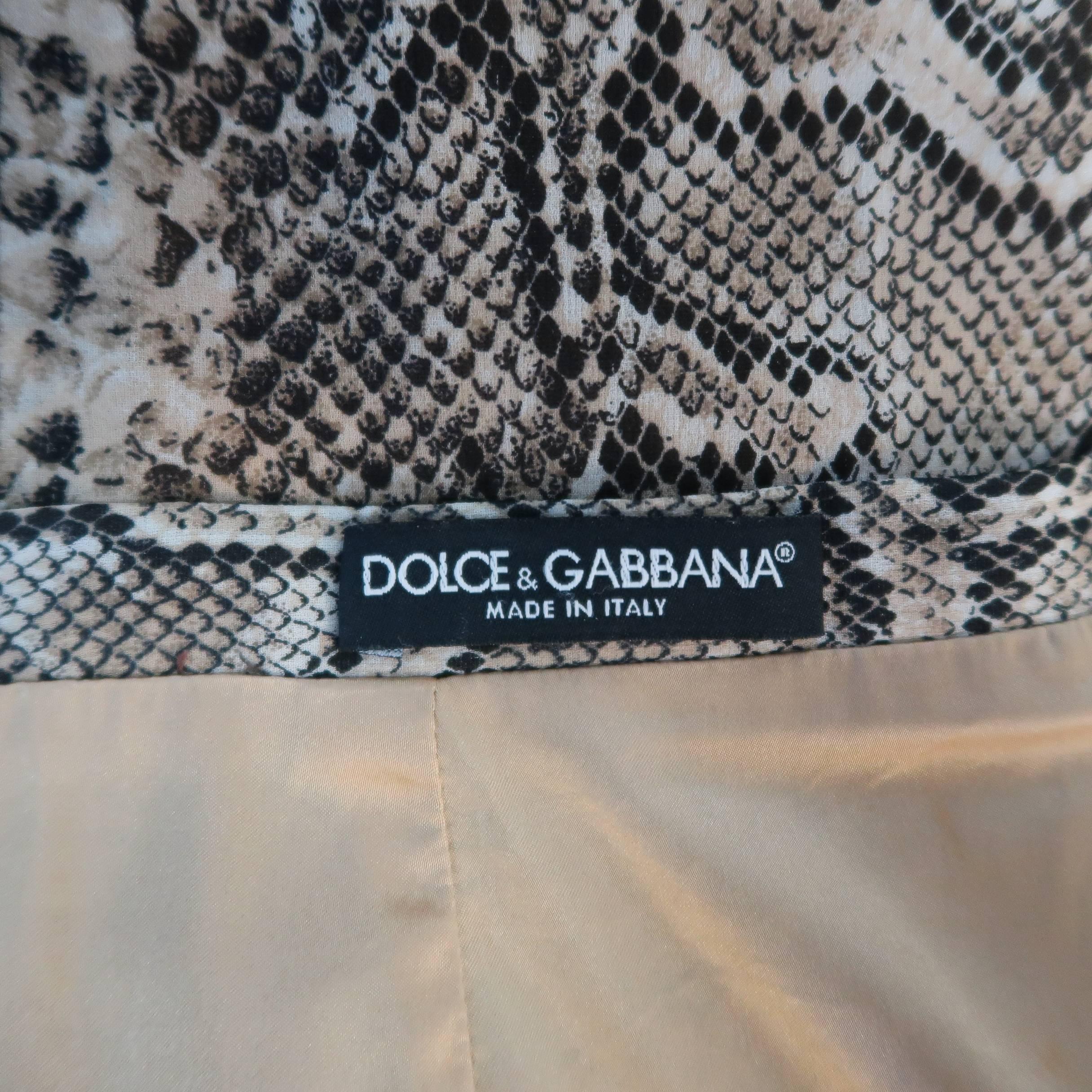 Women's DOLCE & GABBANA Size 6 Beige Snake Print Silk Chiffon Pencil Skirt