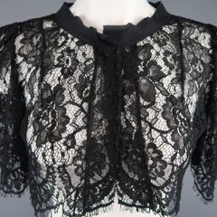 DOLCE & GABBANA Size 6 Black Lace Short Puff Sleeved Capelet Bolero