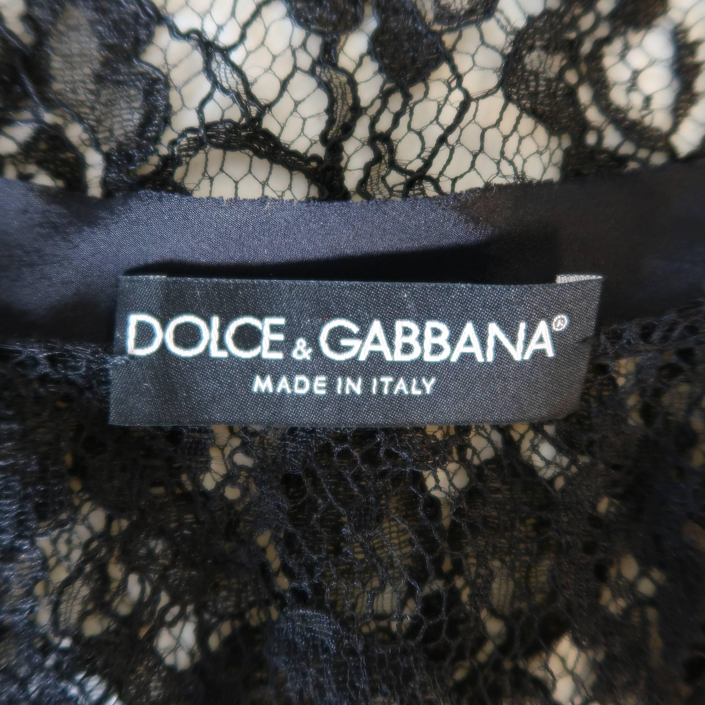 DOLCE & GABBANA Size 6 Black Lace Short Puff Sleeved Capelet Bolero 4