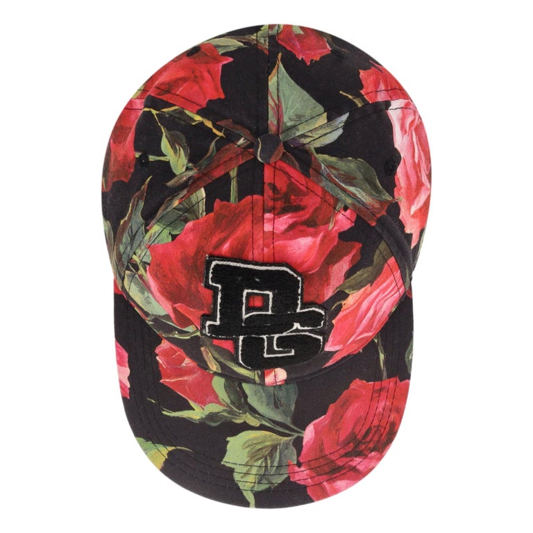 Dolce & Gabbana Black Floral Baseball Cap with Red Roses Dolce & Gabbana Rose Print  main image 3