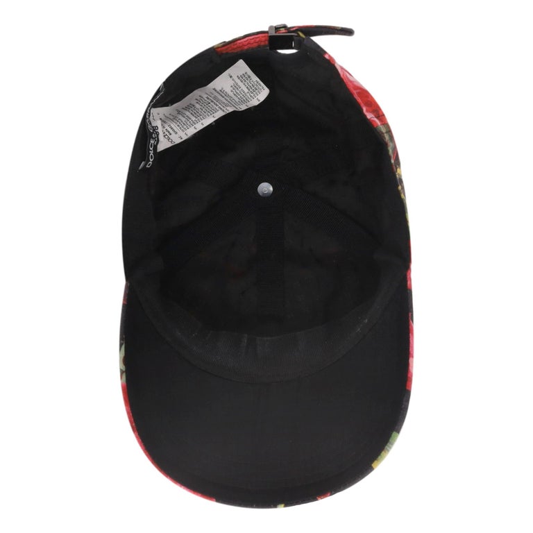 Dolce & Gabbana Black Floral Baseball Cap with Red Roses Dolce & Gabbana Rose Print  main image 4