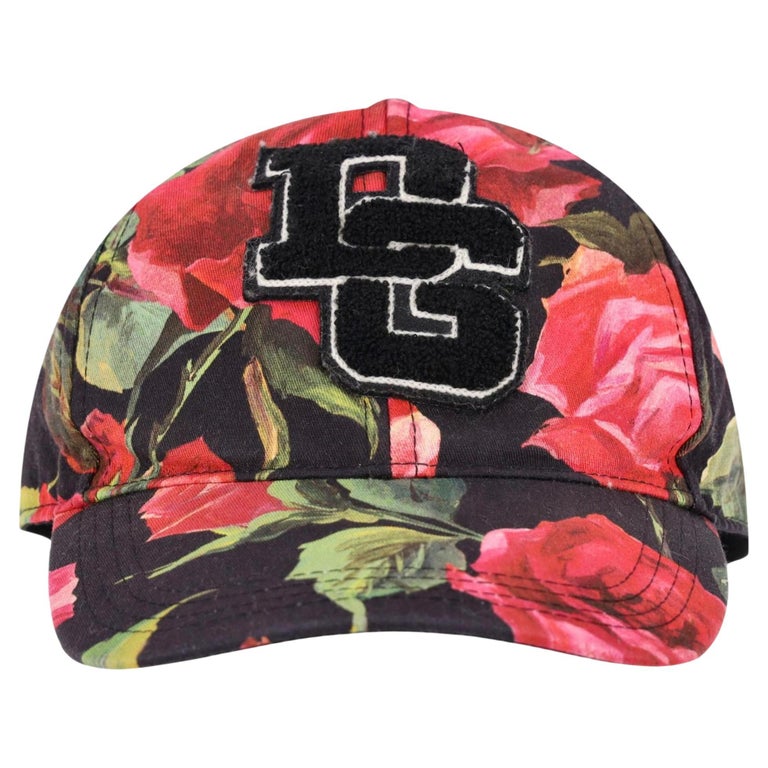 Dolce & Gabbana Black Floral Baseball Cap with Red Roses Dolce & Gabbana Rose Print  main image 2