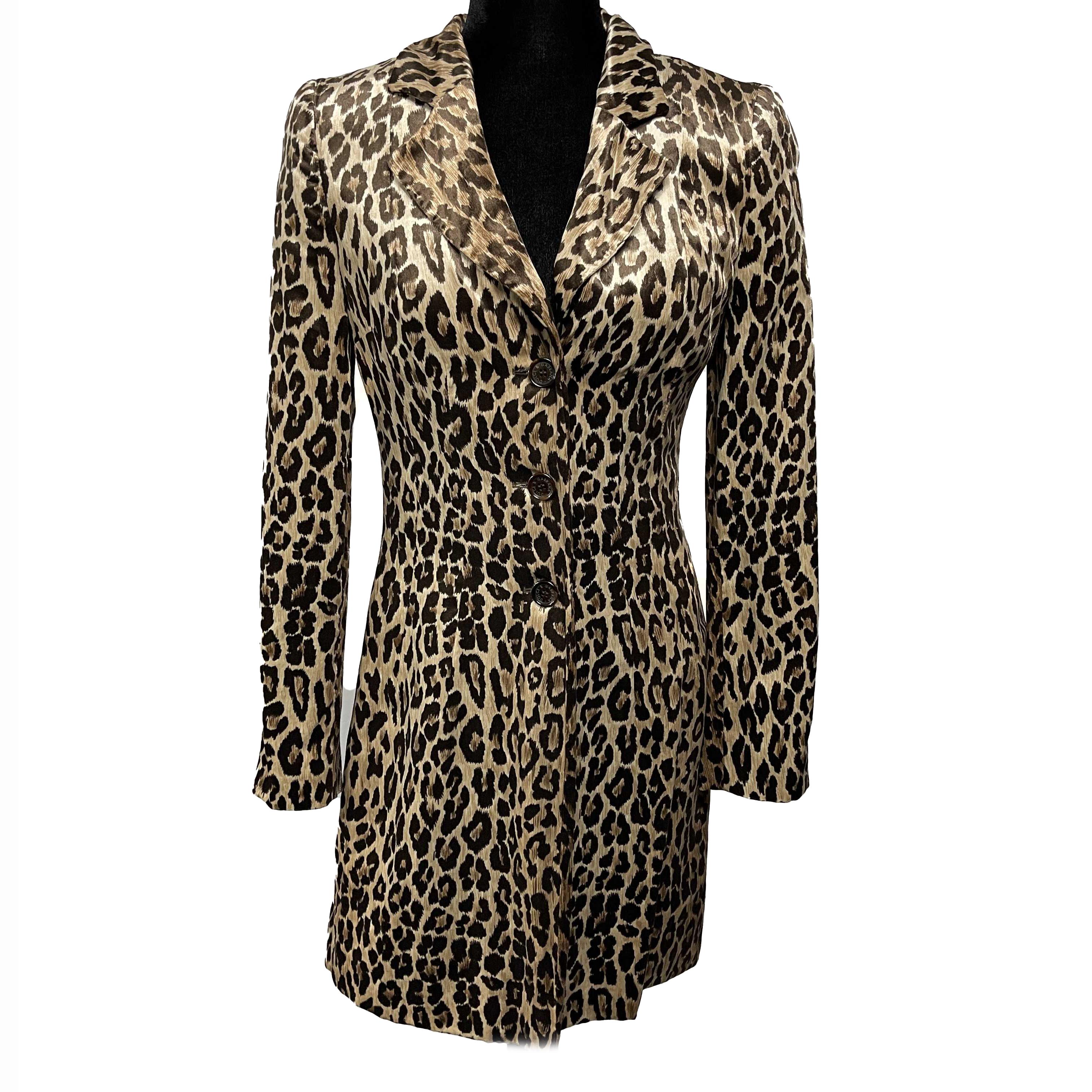 Dolce & Gabbana Vintage Leopard Print Viscose Trench Coat 40 US M For Sale 3