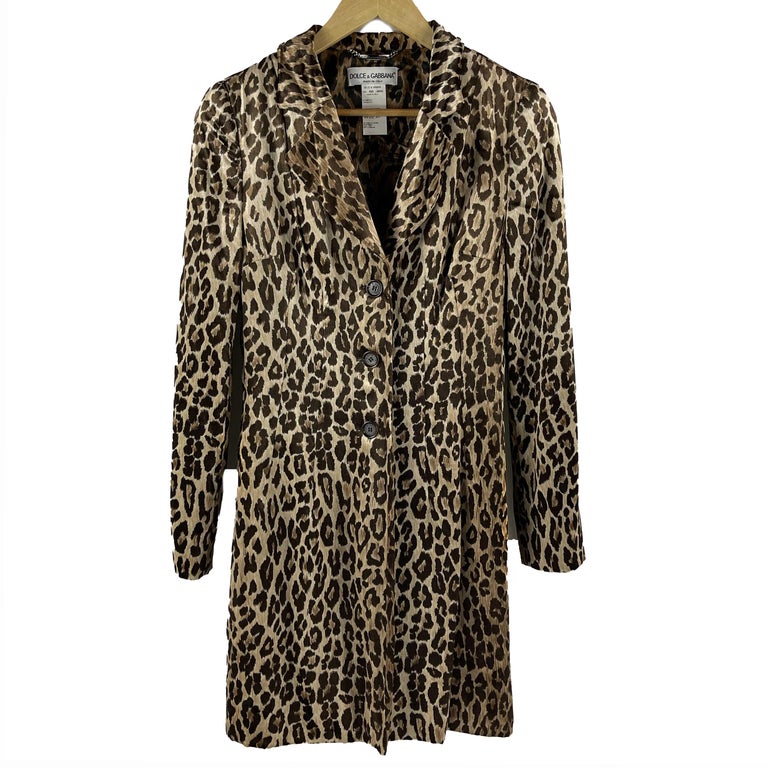 Dolce & Gabbana Vintage Leopard Print Viscose Trench Coat 40 US M