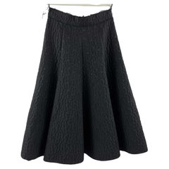 Dolce &amp; Gabbana Wool Paneled Floral Textured Midi Black Skirt 38 US 2