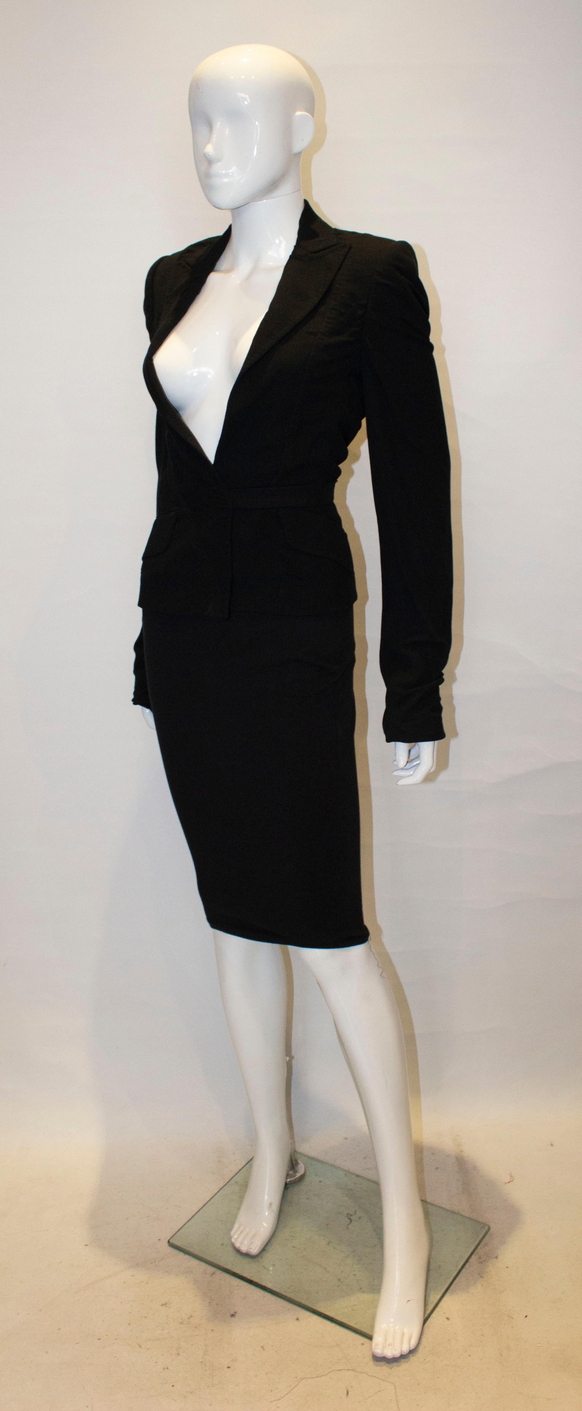 Dolce and Gabanna Black Jacket with Tie Belt In Good Condition In London, GB