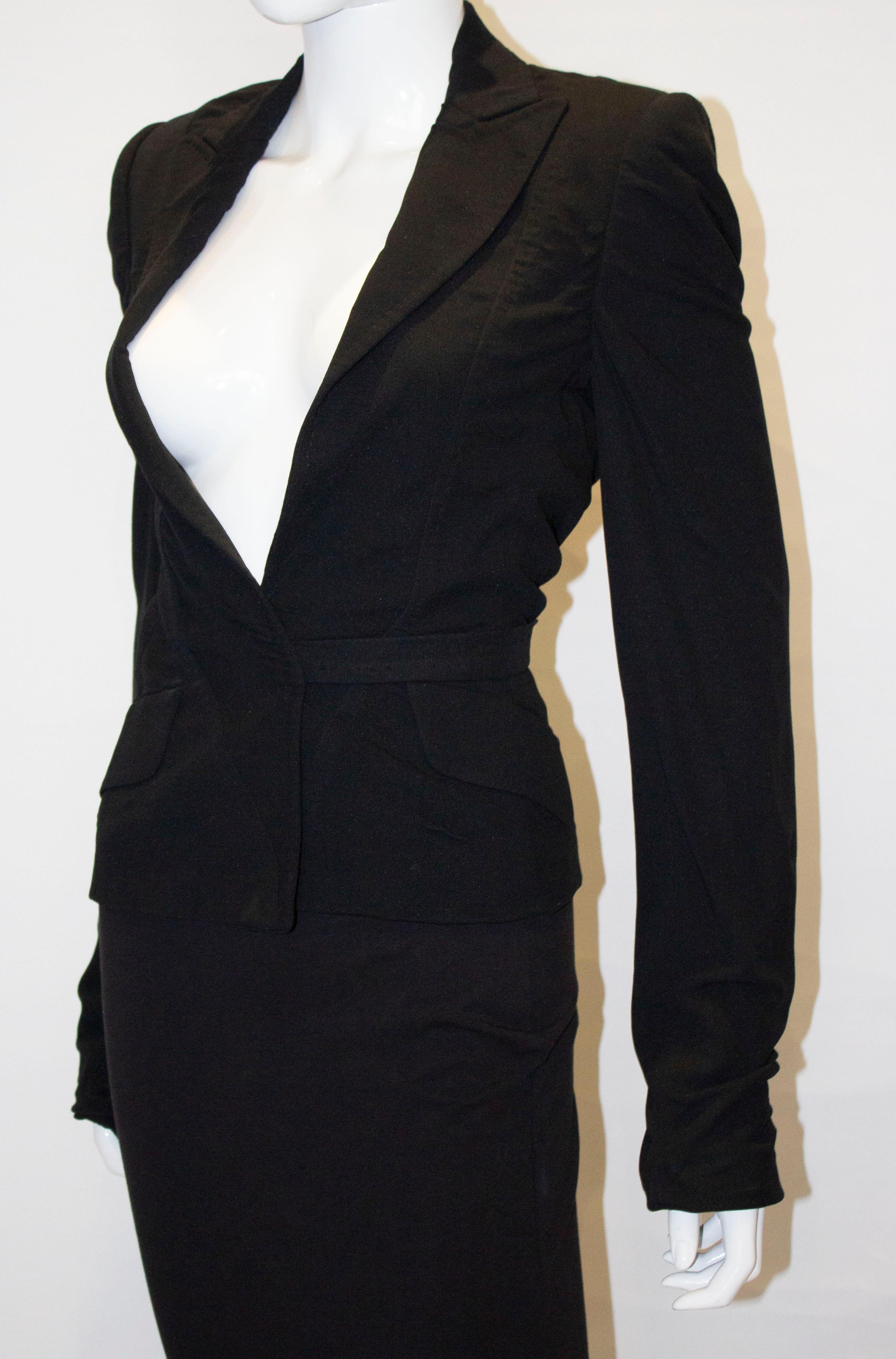 Dolce and Gabanna Black Jacket with Tie Belt In Good Condition For Sale In London, GB