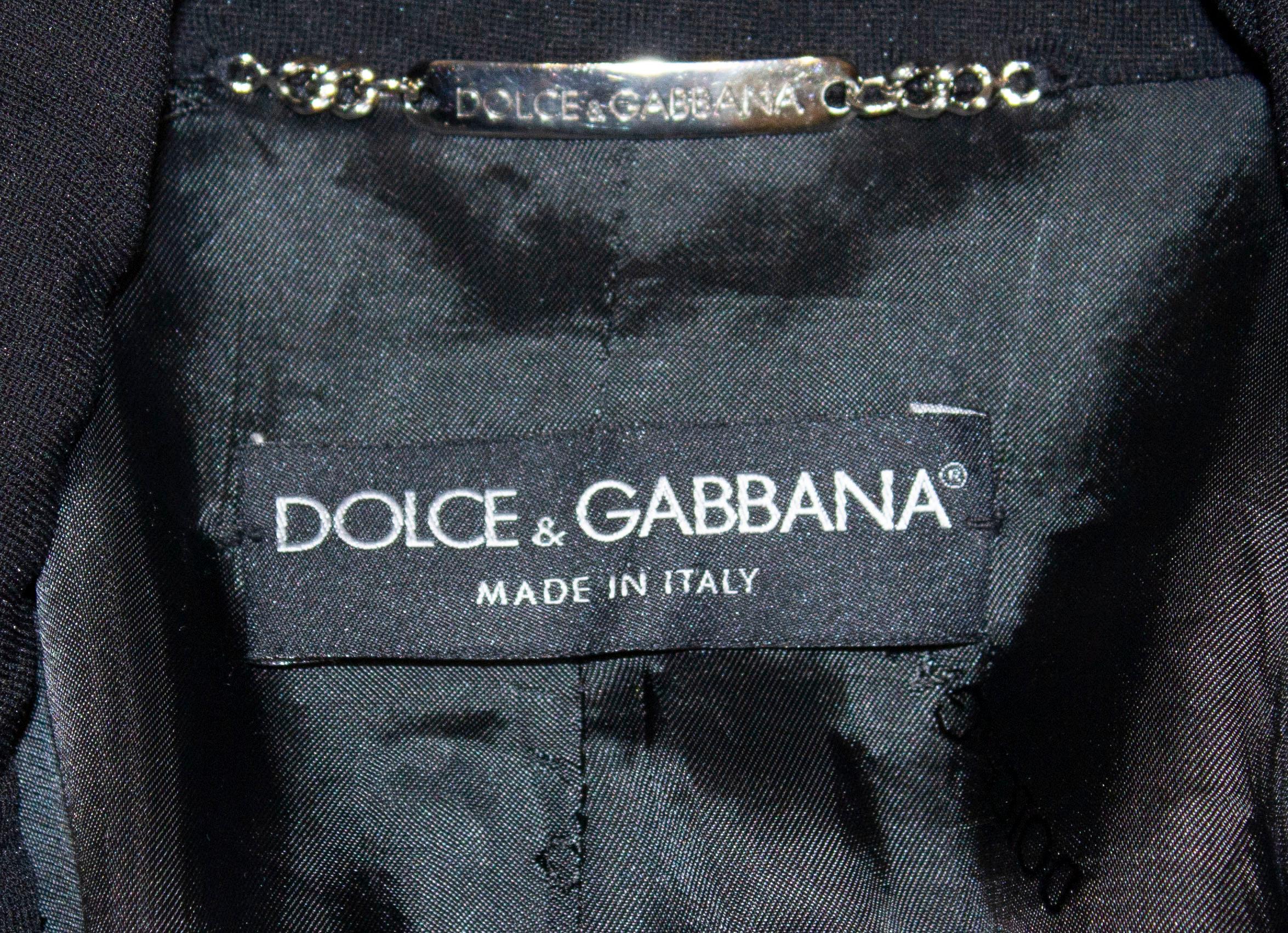 Dolce and Gabanna Black Jacket with Tie Belt For Sale 4