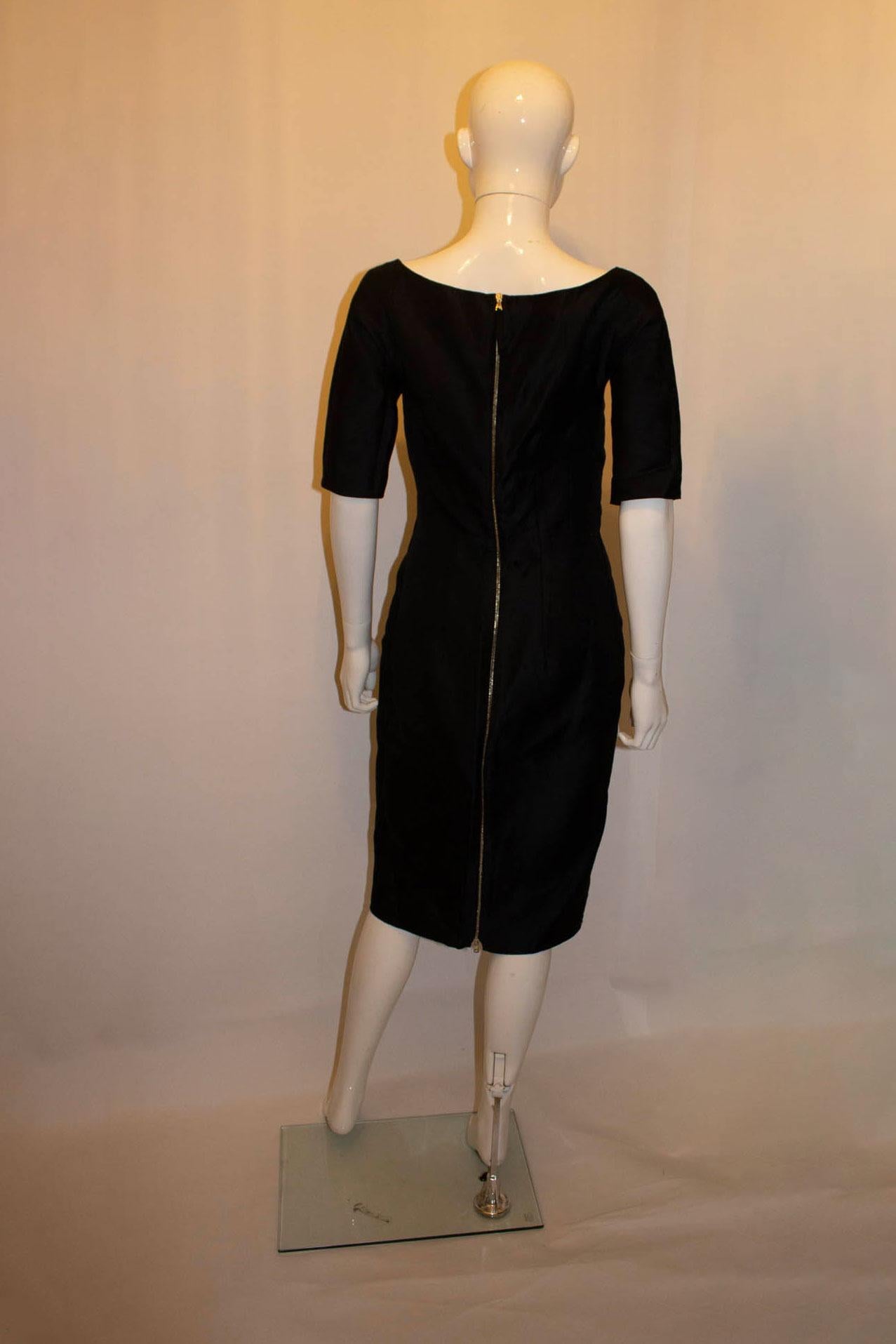 Dolce and Gabanna Black Silk Mix Cocktail Dress For Sale 2