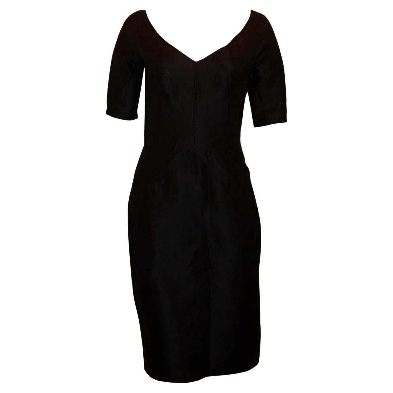 Dolce and Gabanna Black Silk Mix Cocktail Dress For Sale