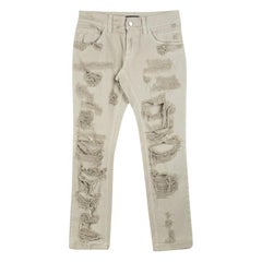 Dolce and Gabbana 14 Gold Beige Distressed Ripped Jeans S