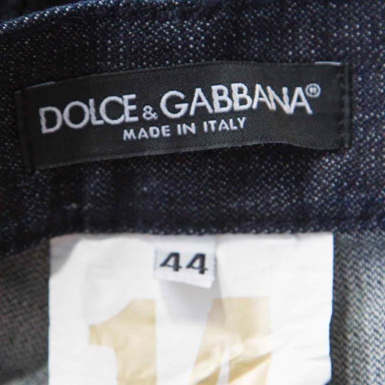 Dolce and Gabbana 14 Gold Indigo Dark Wash Denim Straight Fit Jeans XS ...
