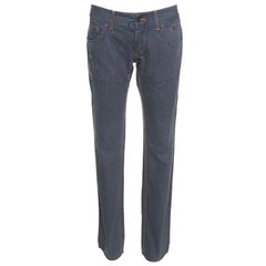 Dolce and Gabbana 14 Green Grey Washed Effect Distressed Denim Jeans M