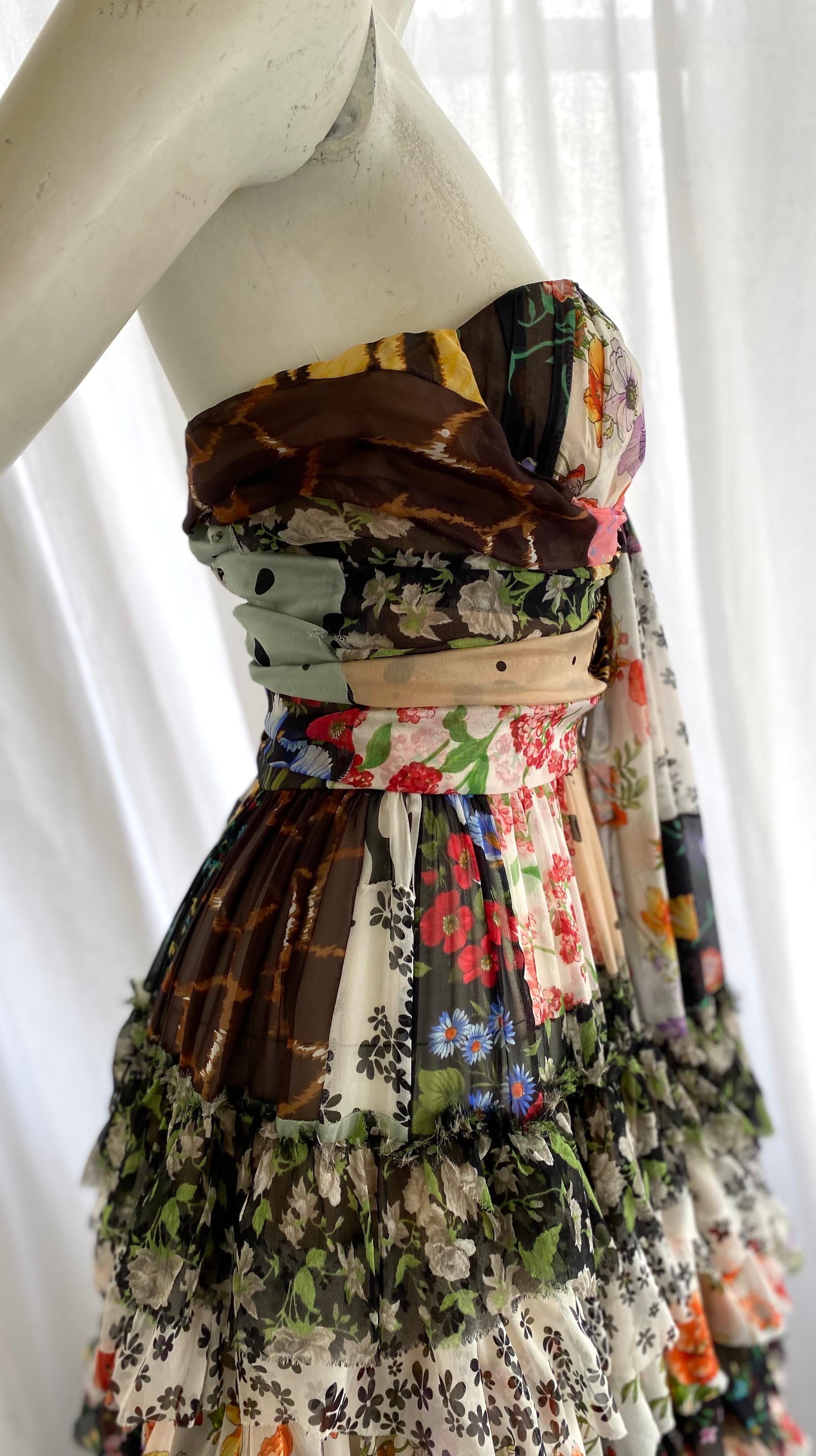 Dolce and Gabbana D and G Spring 2008 Runway Silk Tiered Corset Maxi Dress NWT 6