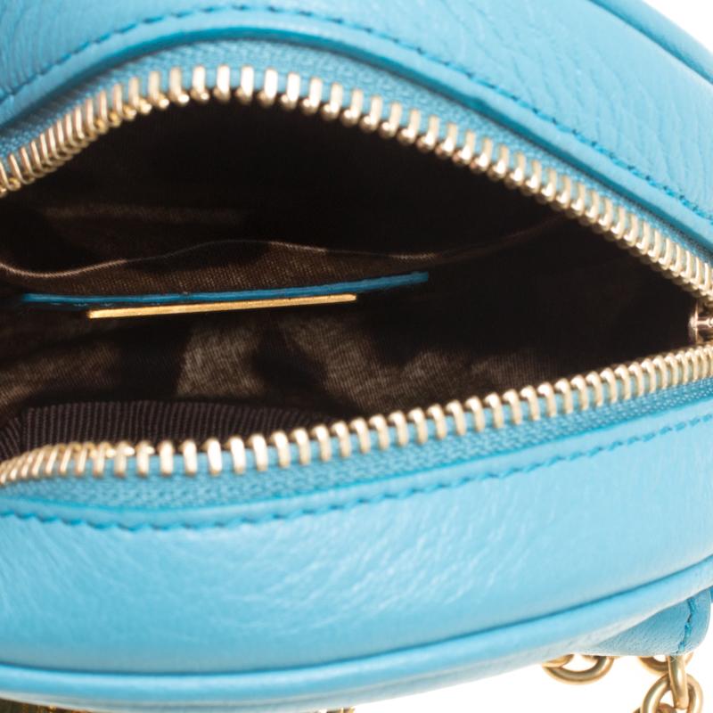 Dolce and Gabbana Baby Blue Leather Small Charm Miss Glam Crossbody Bag 7