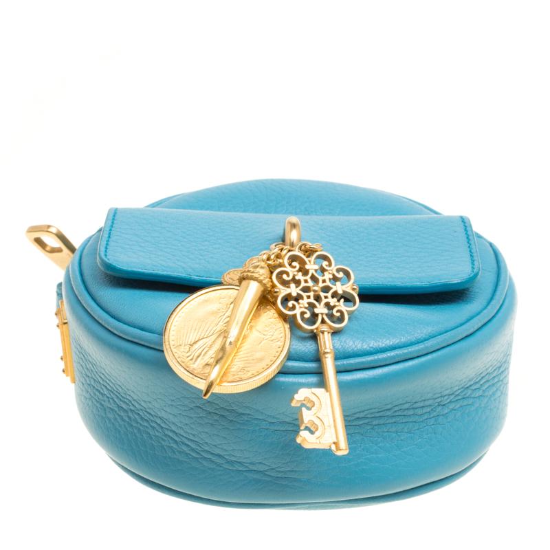 Dolce and Gabbana Baby Blue Leather Small Charm Miss Glam Crossbody Bag 3