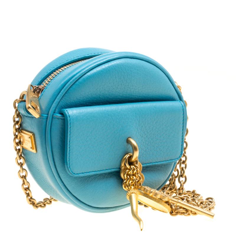 Dolce and Gabbana Baby Blue Leather Small Charm Miss Glam Crossbody Bag 4