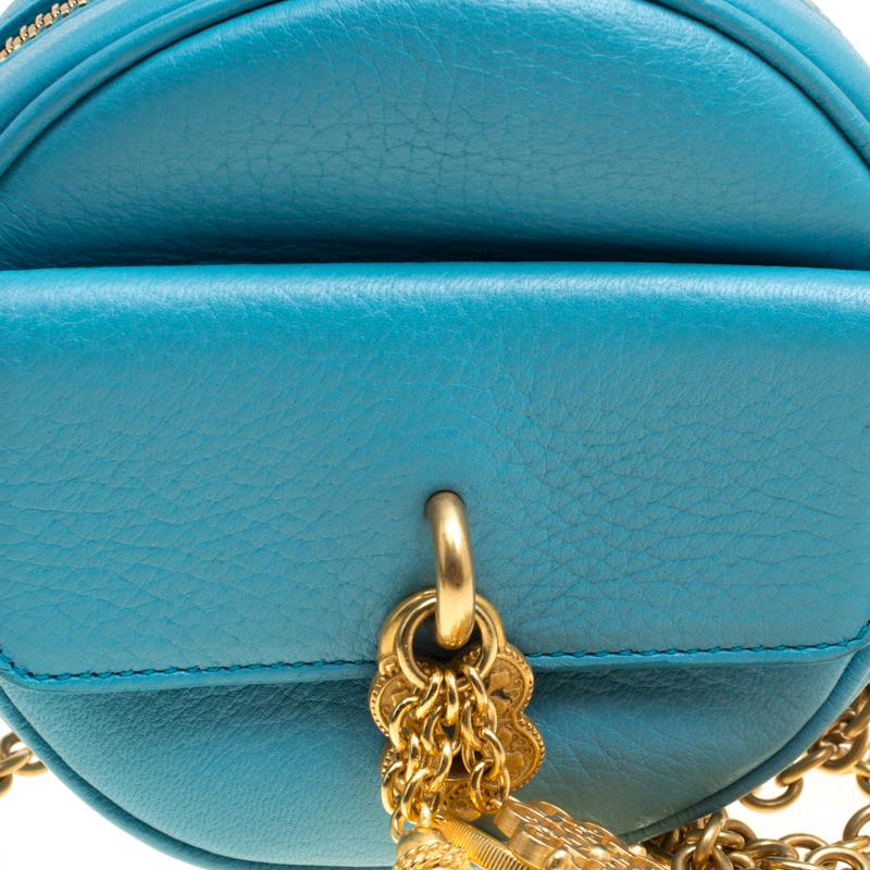 Dolce and Gabbana Baby Blue Leather Small Charm Miss Glam Crossbody Bag 5