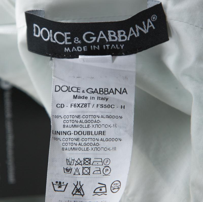 Blue Dolce and Gabbana Banana Leaf Print Cotton Poplin Dress S