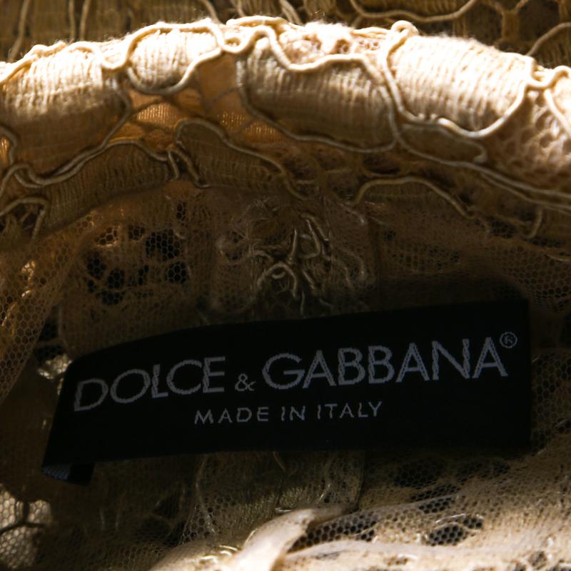 Dolce and Gabbana Beige Floral Lace Peplum Blazer M 1