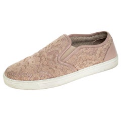 Dolce And Gabbana Beige Lace Slip On Sneakers Size 38