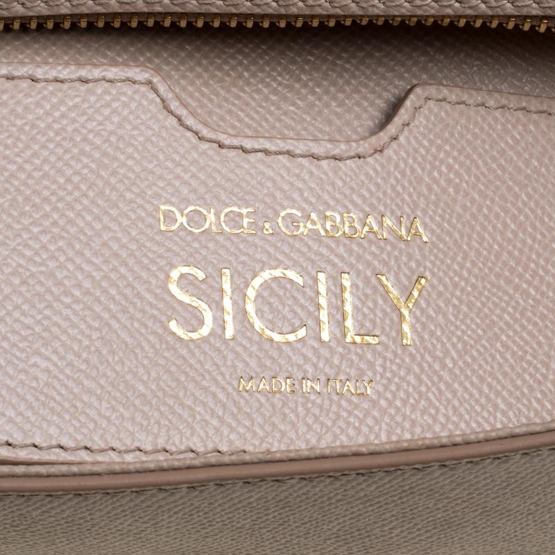 Dolce and Gabbana Beige Leather Medium Miss Sicily Satchel 4