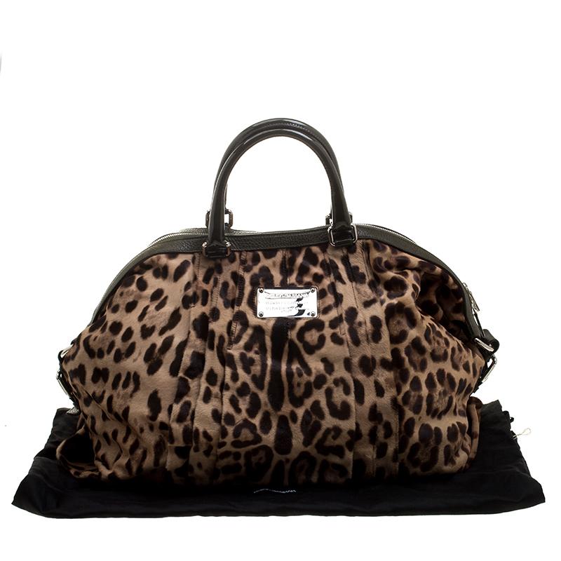 Dolce and Gabbana Beige Leopard Print Calfhair Miss Urbanette Satchel 4