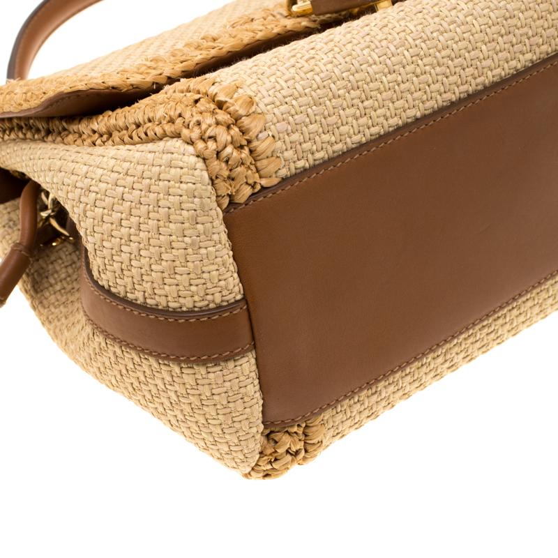 Dolce and Gabbana Beige Raffia and Leather Miss Dolce Tote 2