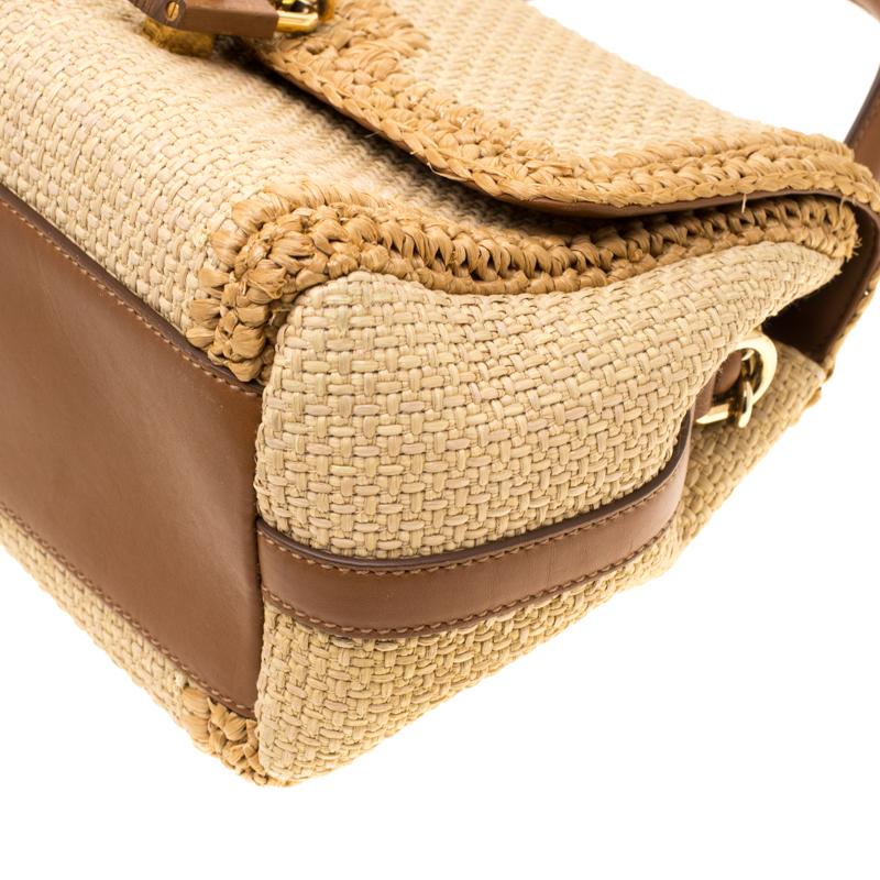 Dolce and Gabbana Beige Raffia and Leather Miss Dolce Tote 3