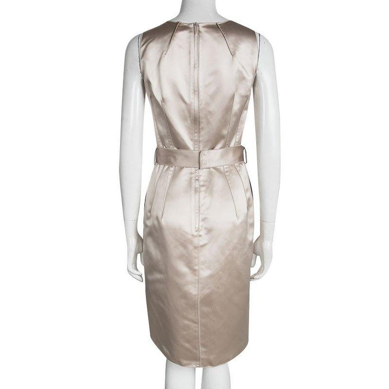 Dolce & Gabbana Beige Ricamo Cutout Cotton Sheath Dress