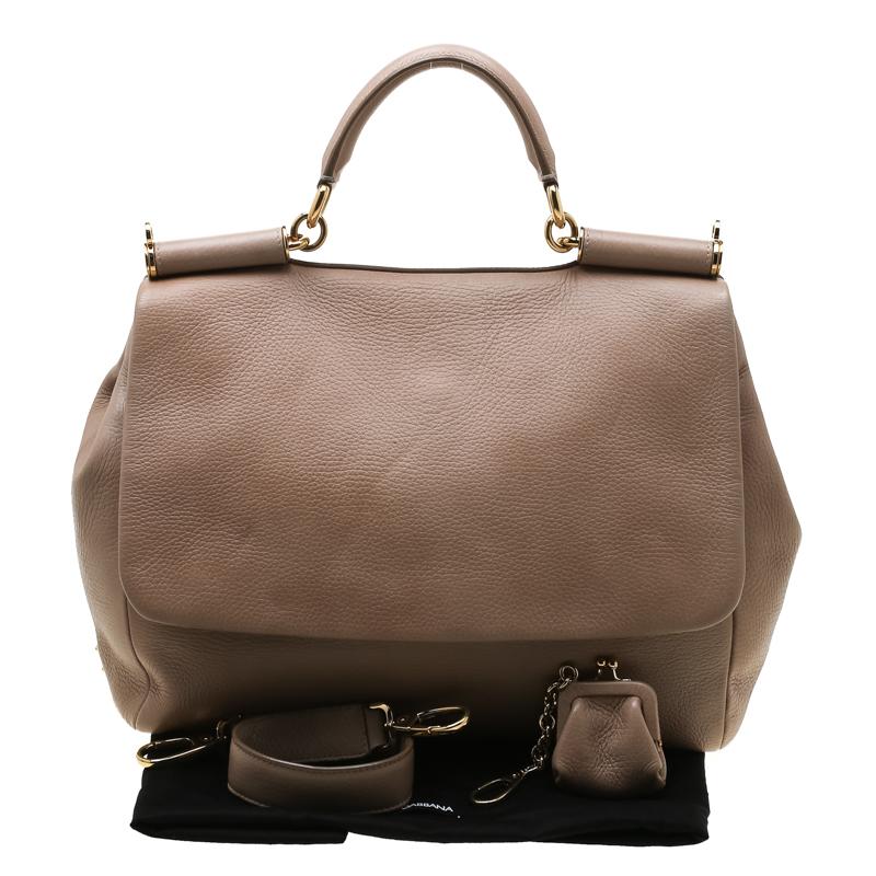 Dolce And Gabbana Beige Soft Leather Large Miss Sicily Tote 4