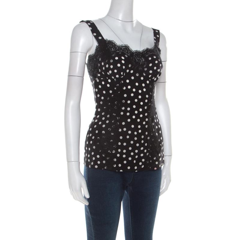 black and white polka dot camisole