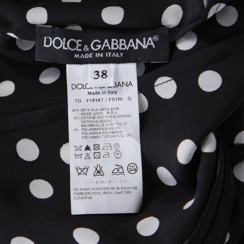 Dolce and Gabbana Black and White Polka Dot Silk Camisole Top S 1