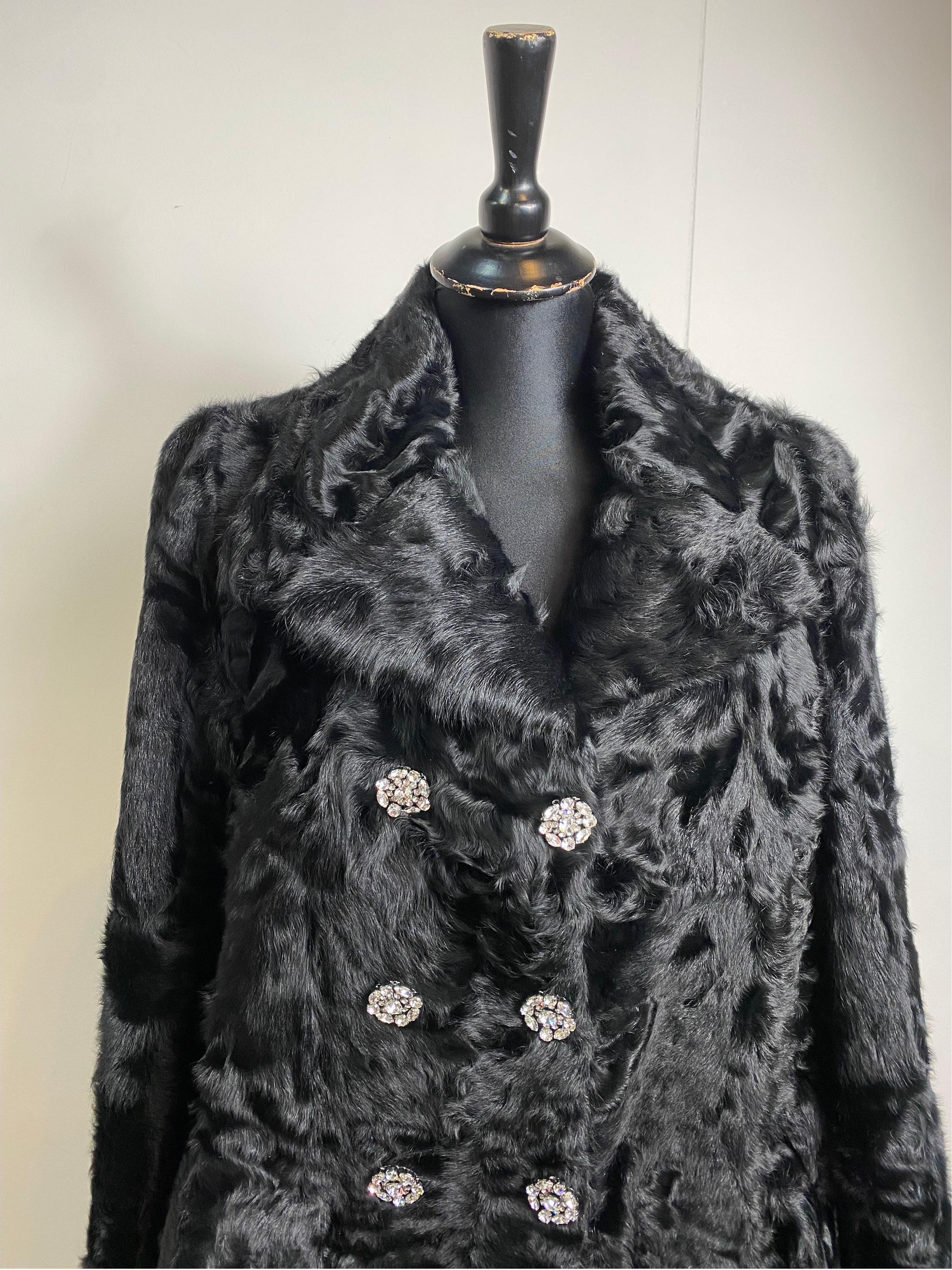 Dolce and Gabbana black astrakhan fur coat. In Excellent Condition In Carnate, IT