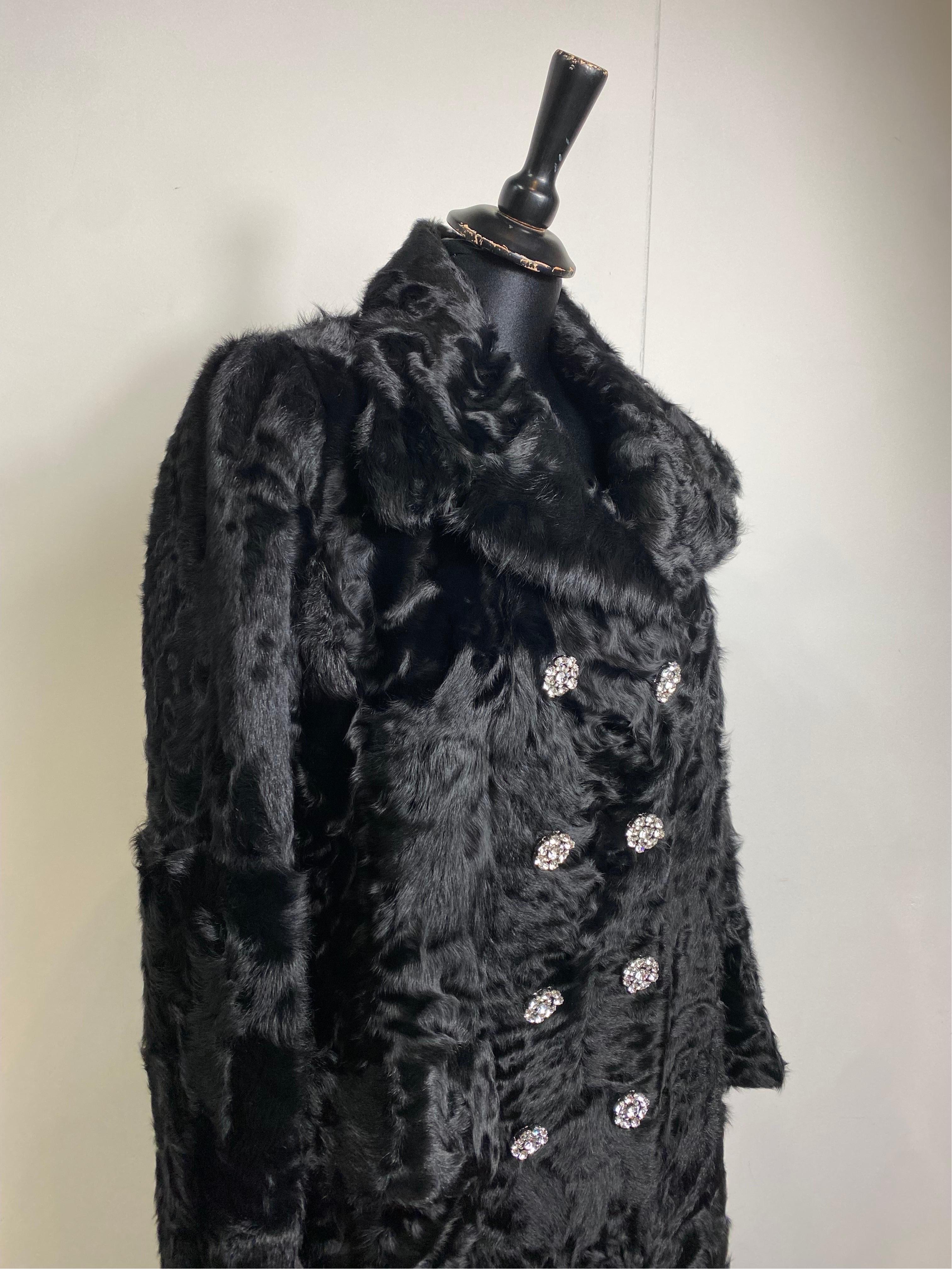 Dolce and Gabbana black astrakhan fur coat. 1