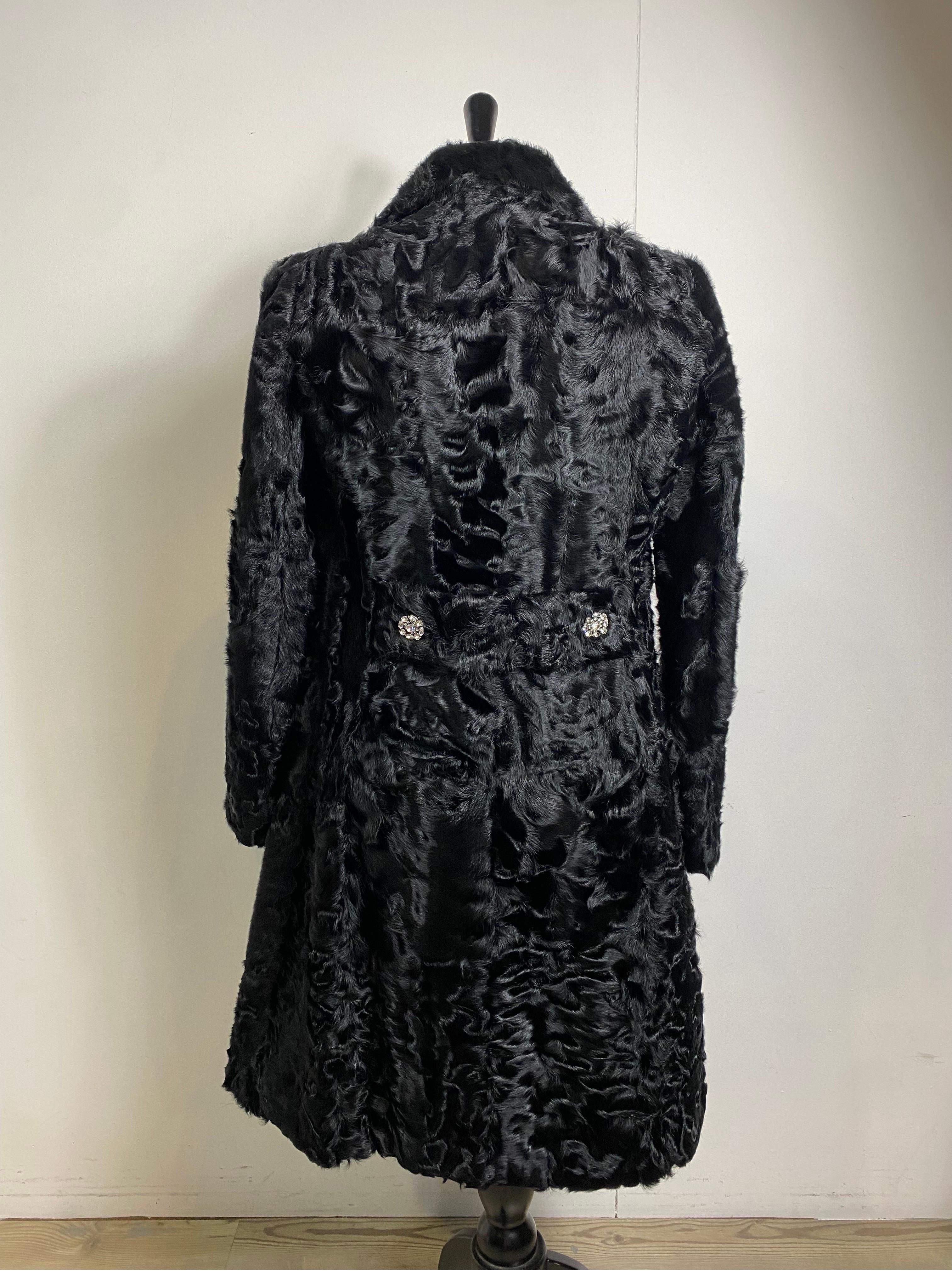 Dolce and Gabbana black astrakhan fur coat. 2