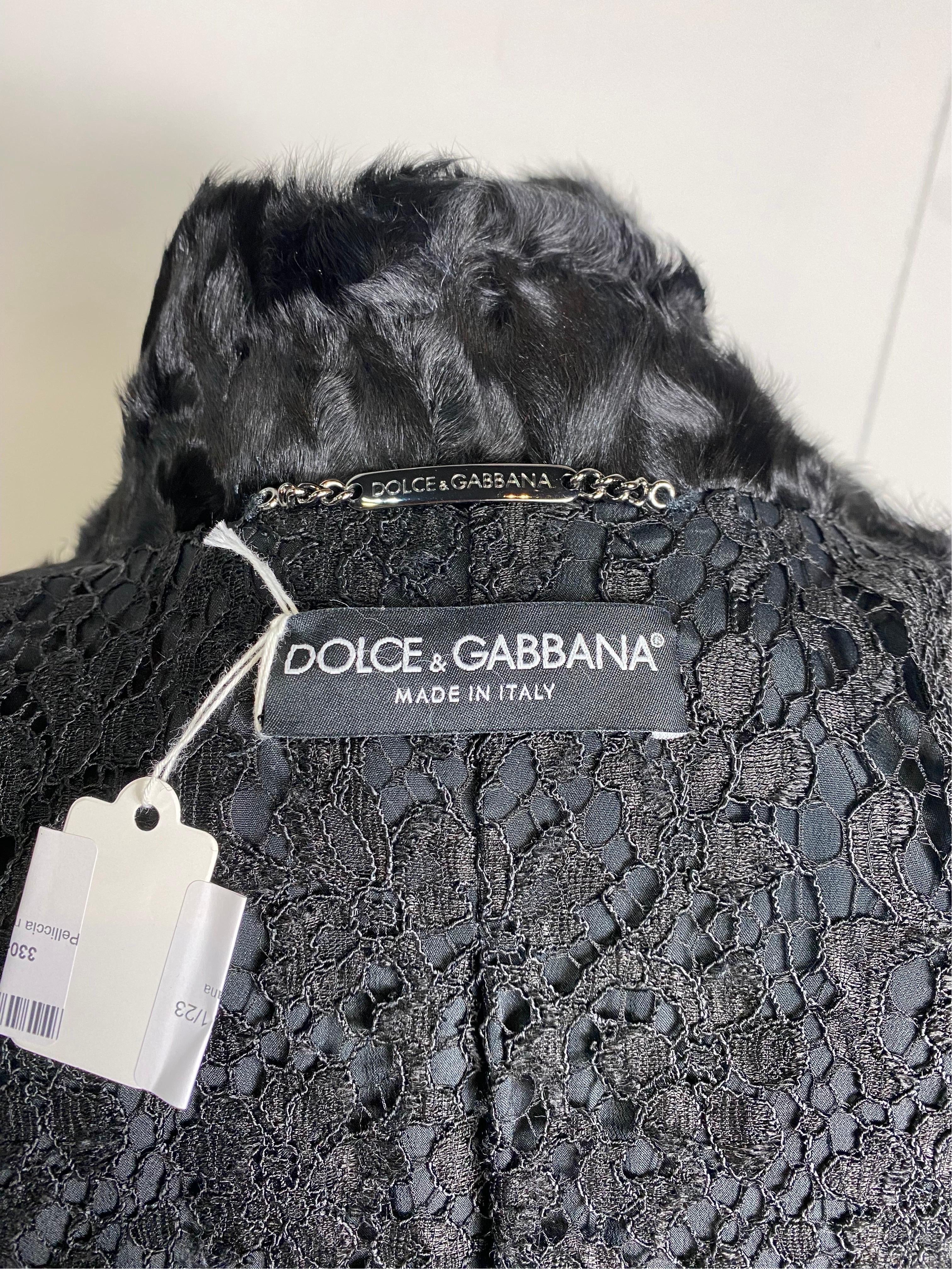 Dolce and Gabbana black astrakhan fur coat. 3