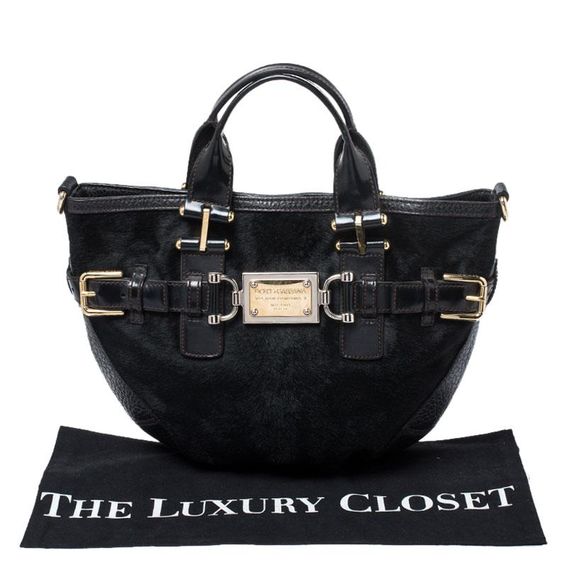 Dolce and Gabbana Black Calfhair and Leather Miss Mary Hobo 8