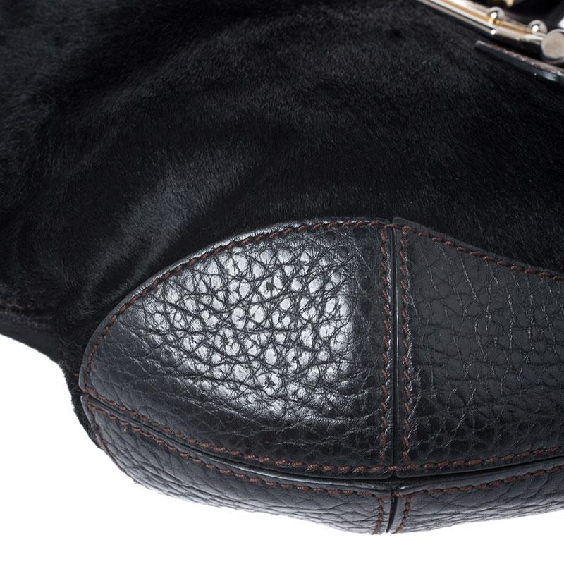 Dolce and Gabbana Black Calfhair and Leather Miss Mary Hobo 3
